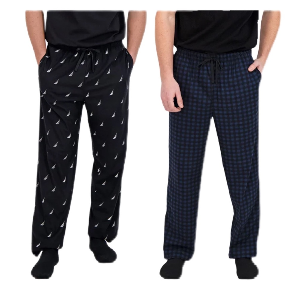 Nautica Men's Black Fleece loungewear Pajamas Pants 2-Pack